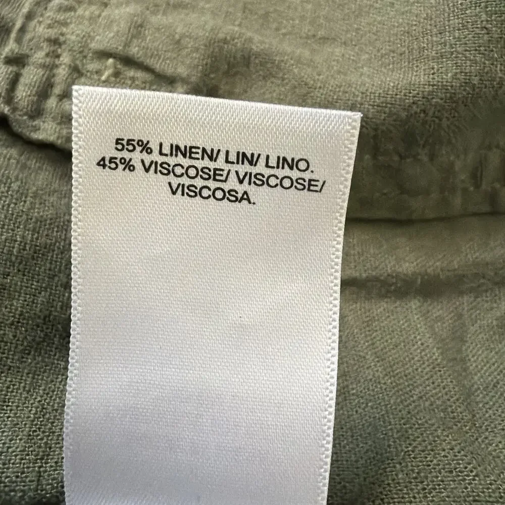 Lucky Brand Jacket Shacket Women’s Medium Olive Green Linen Blend Button Front - Picture 4 of 8